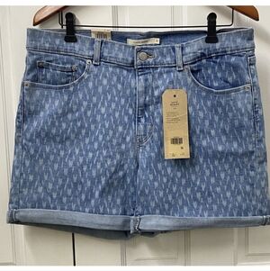 Levi's Light Blue Patterned Jean Shorts